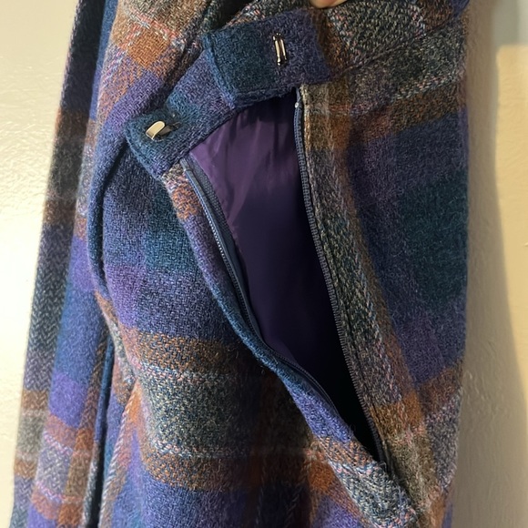 Vintage 60s 70s Braemar 100% Wool Pleated Multicolor Plaid Lined Midi Skirt Sz 8 - Picture 5 of 10